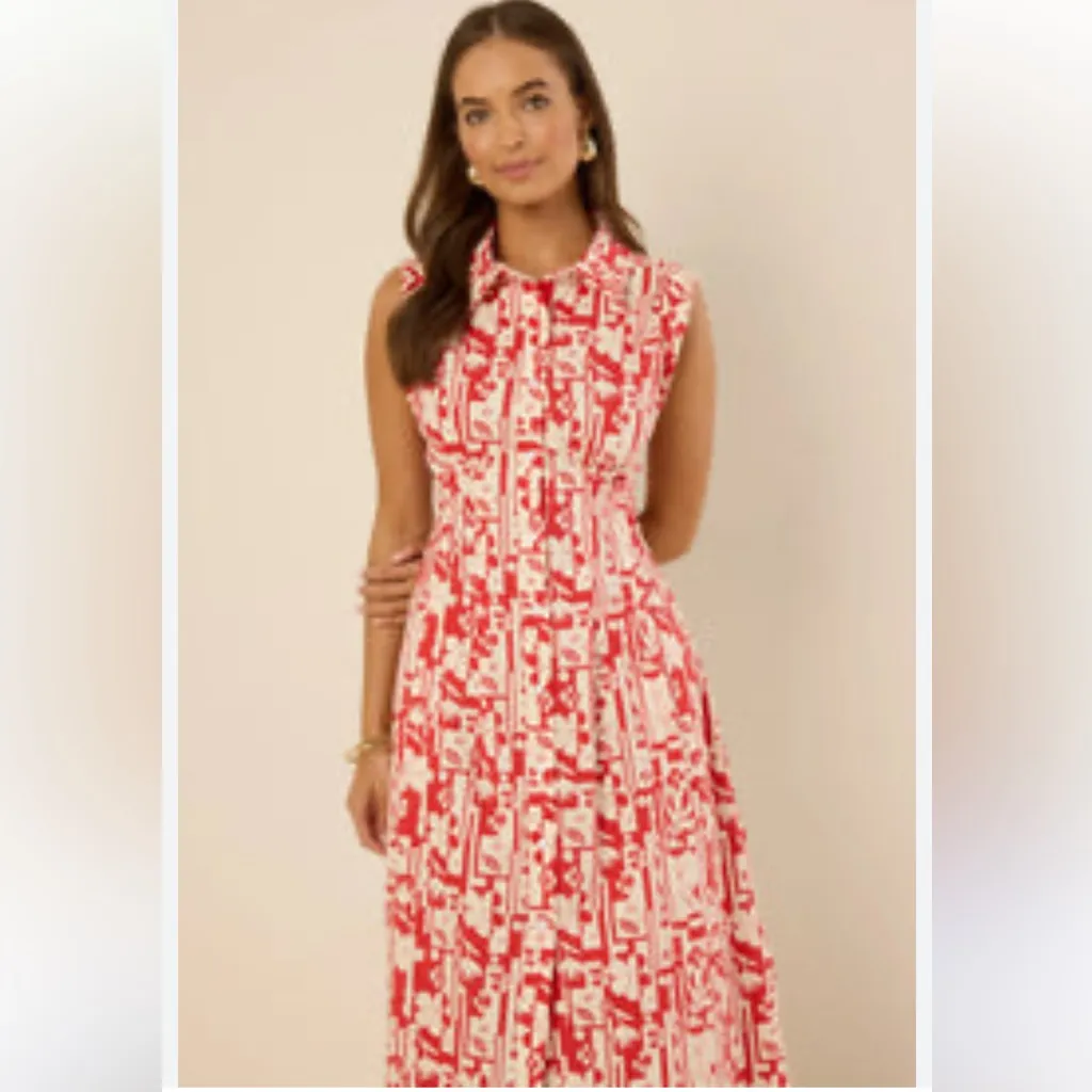 Avara Brynn Dress Red Floral Print Maxi Dress Size XS - Image 7