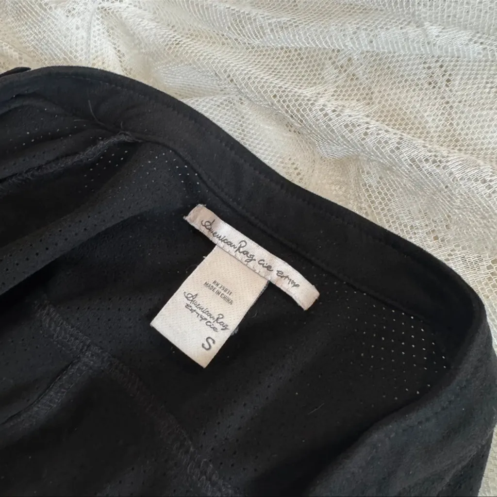 Vintage American Rag Suede Fringe Zipup Jacket - Image 5