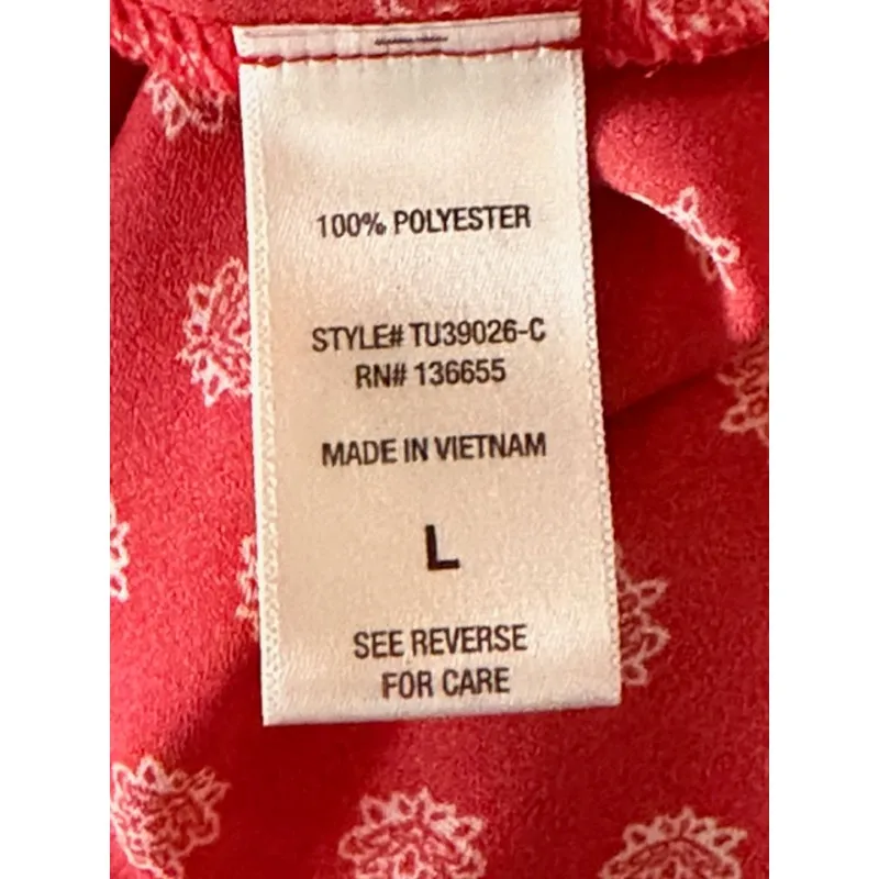 West Kei  Red Boho Print Button-Front Top – Size L - Image 6
