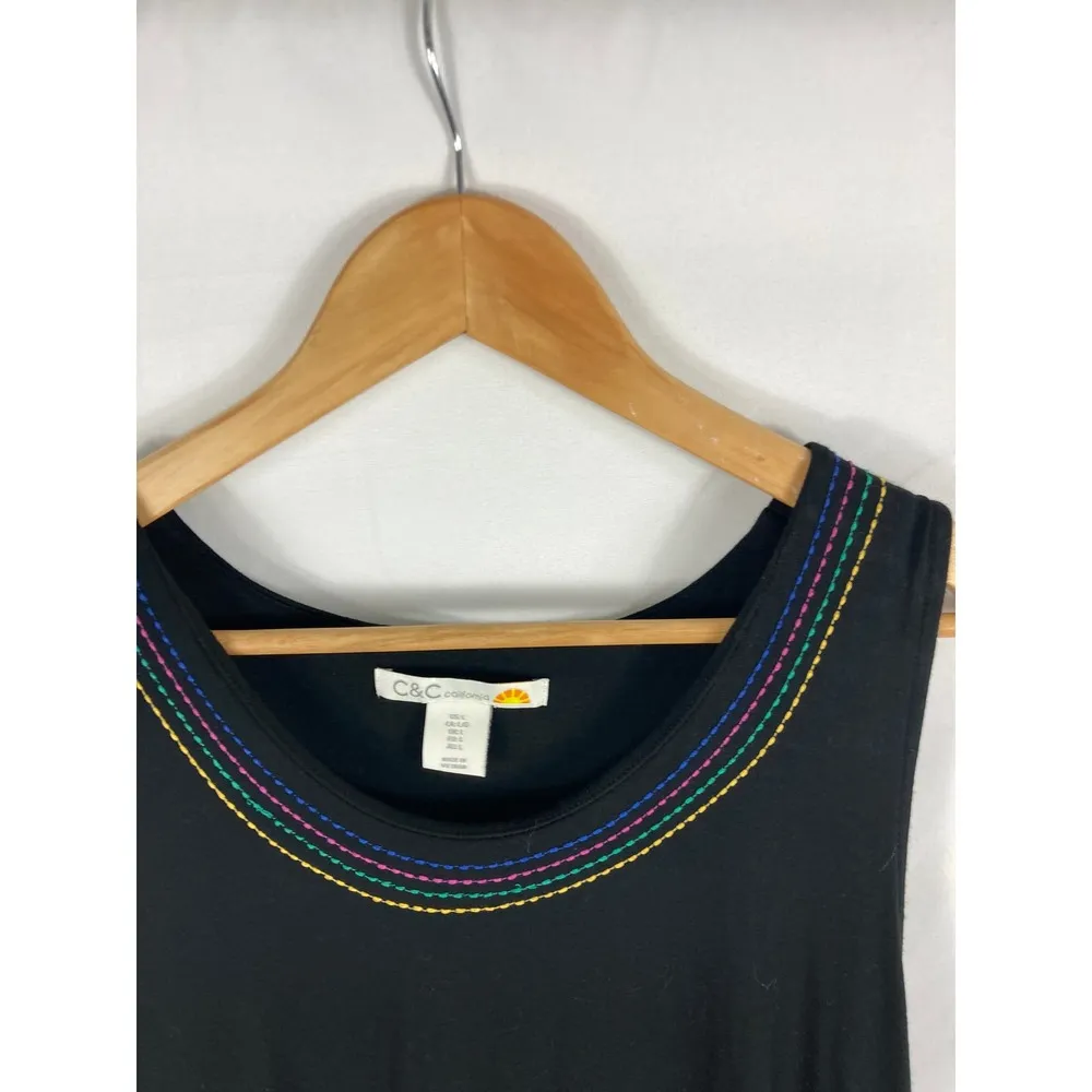 C&C California Rainbow Embroidery Neckline Soft Dress Size Large - Image 2
