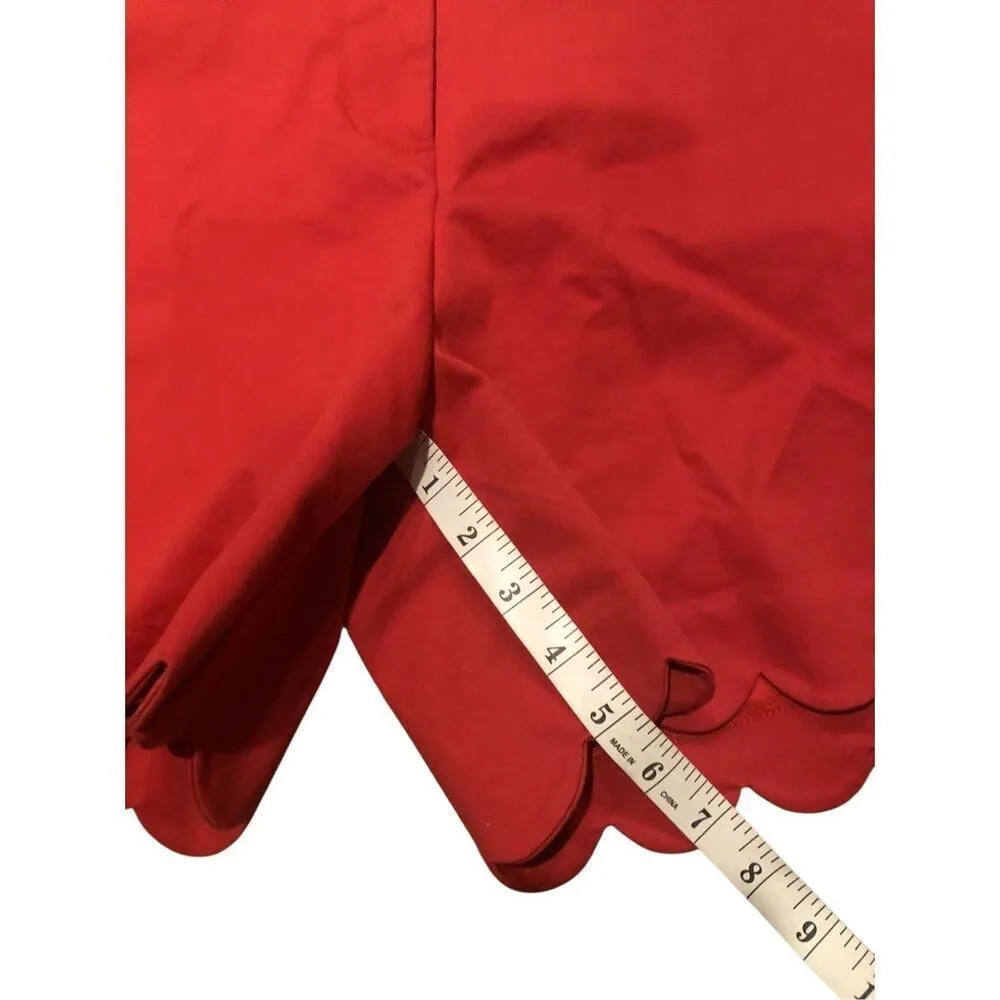 NWT Womens THE LIMITED Red Scalloped Hem Flat Front Dress Shorts Size 14 - Image 5