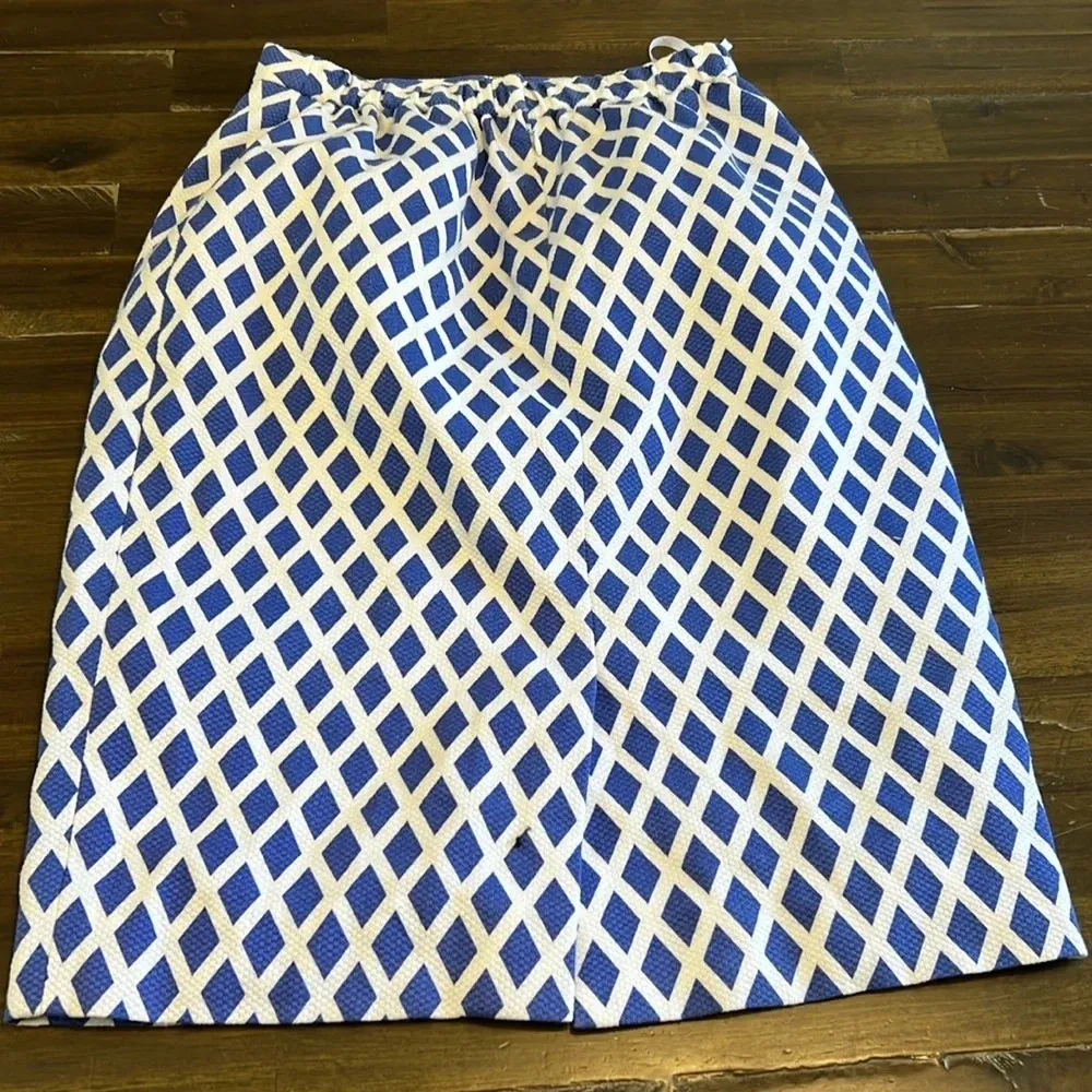 Vintage Constance Sanders Diamond Printed Pencil Skirt High Waisted Geometric 2 Blue - Image 8