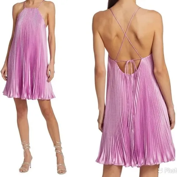 Monique Lhuillier Satin Halter Minidress - Image 2