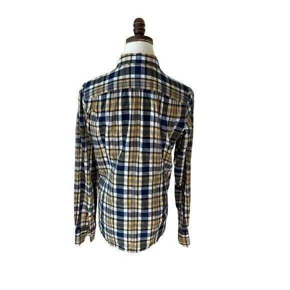 Umi‎ 908 45 RPM Indigo Blue Muted Check Plaid Button Down Shirt Japan SZ 1 - Image 3