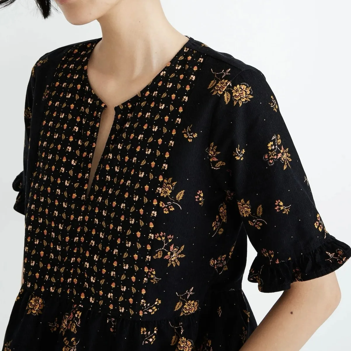 Madewell Corduroy Acorn Foulard Top Cord Floral True Black - Image 16