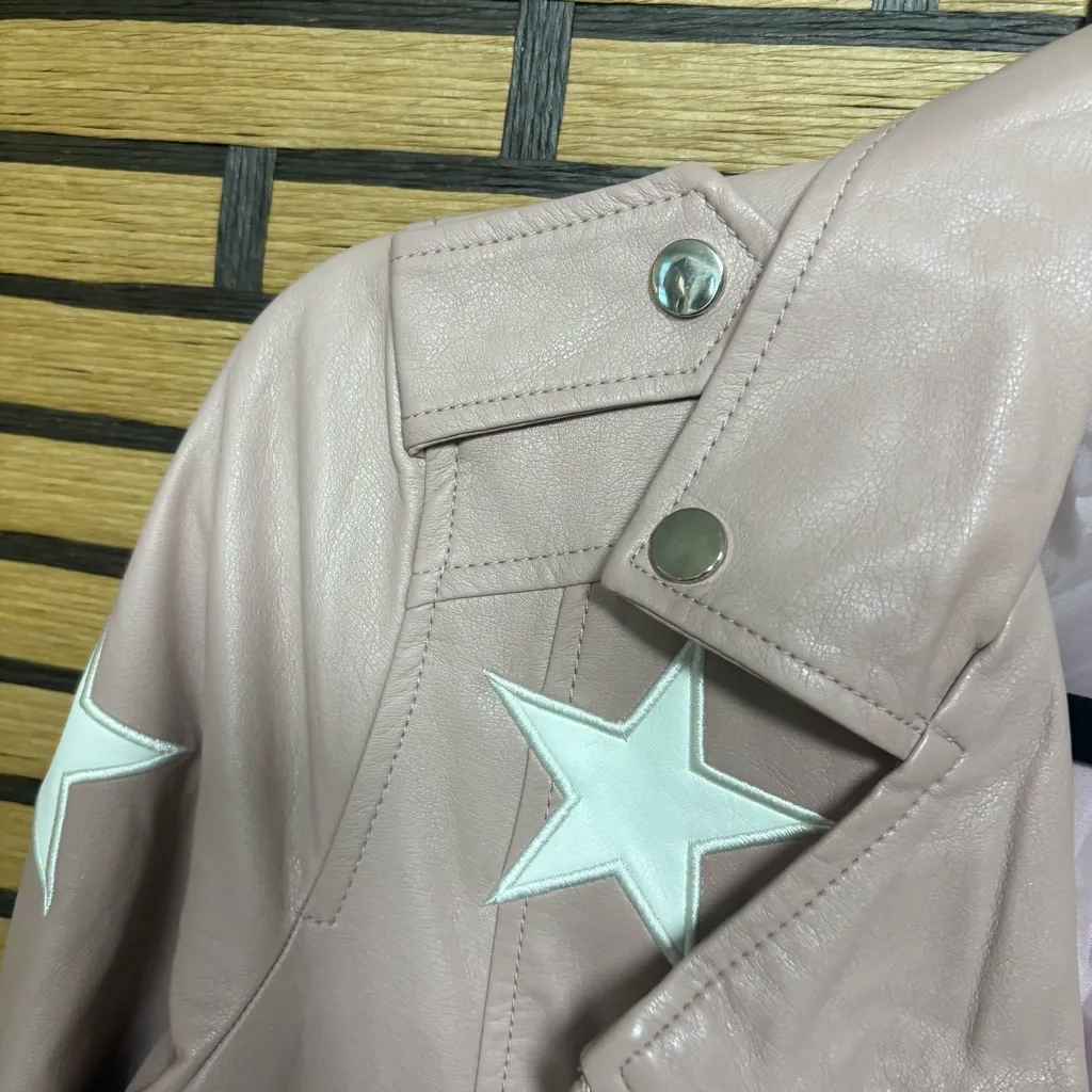 Zenana Blush Star Moto Belted‎ Jacket Size Small - Image 4