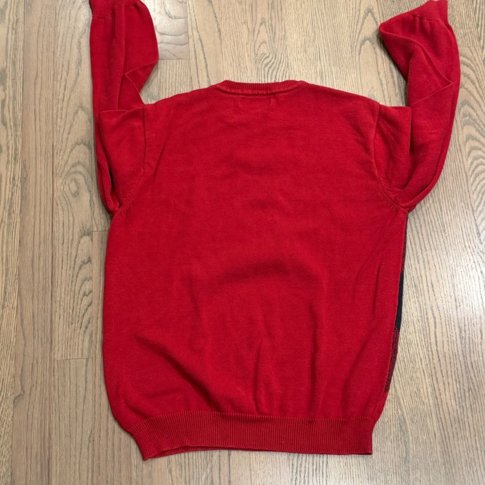 82 ZERO Red Black Argyle Knit 100% Cotton Sweater Crew Neck Women's S Size undefined - Image 6