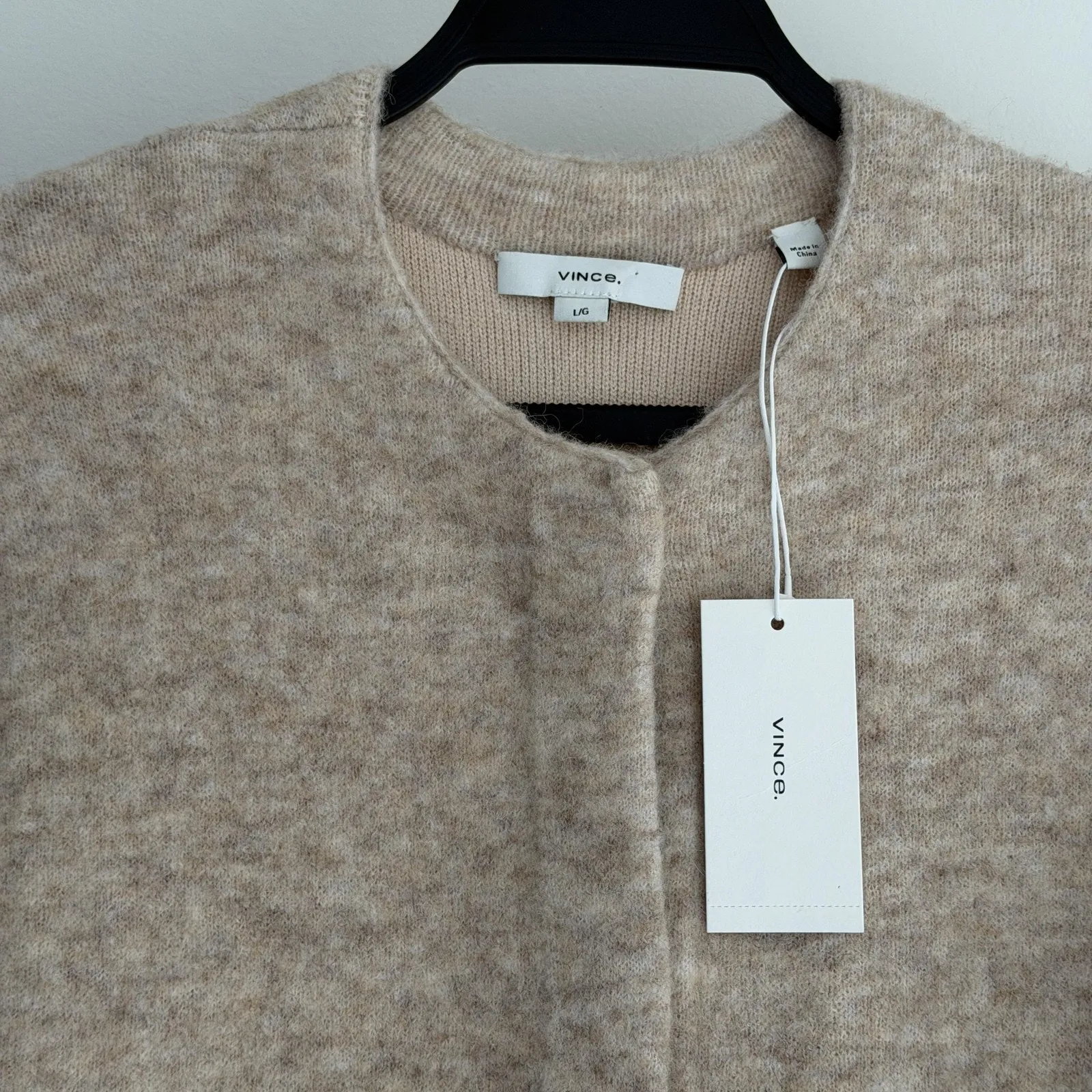 Vince Textured Soft Sculpted Car Coat Large Beige Longline Wool Alpaca Blend - Image 6