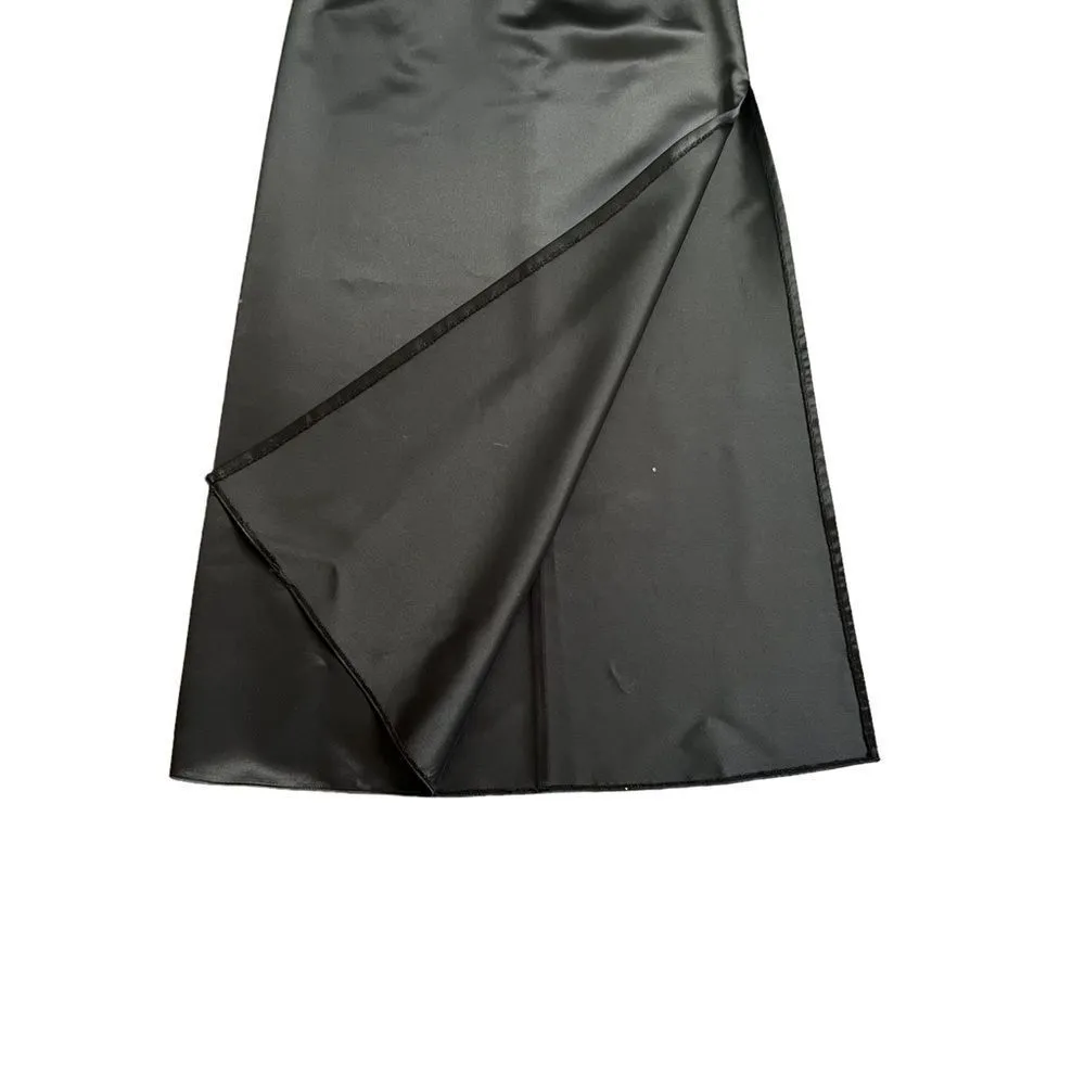 VTG Jessica McClintock for Gunne Sax 2 Piece Formal Satin Dress Side Slit - Image 2