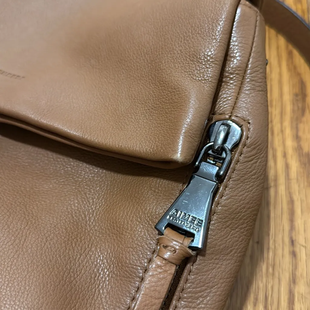 Aimee Kestenberg Bali Backpack pebbled genuine leather cognac brown - Image 8