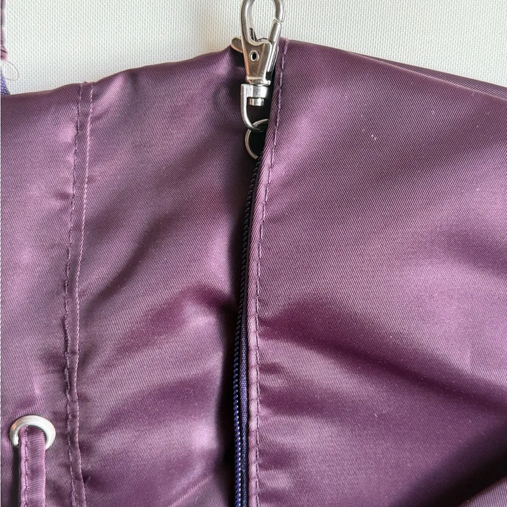 Burgundy Zippered handbag, organize Pouch with Clip M Purple - Image 5