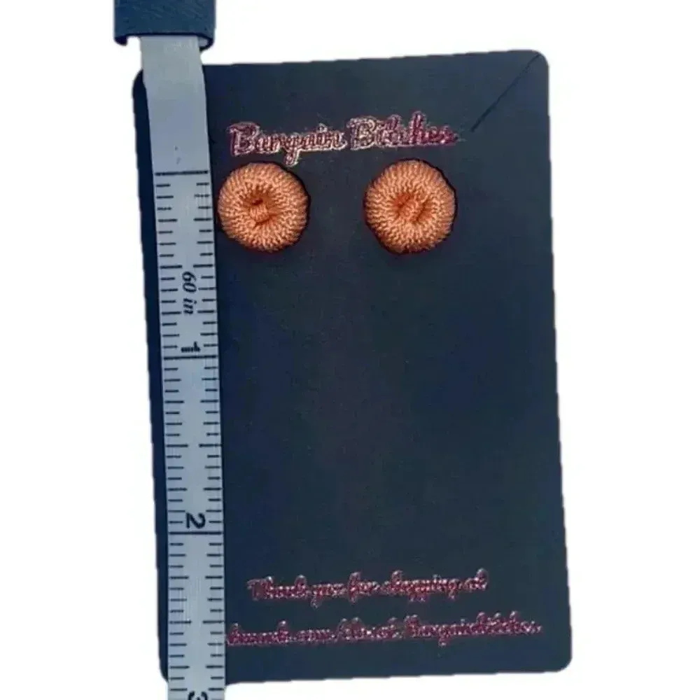 New fall earrings orange crochet button stud retro style earrings fall fall - Image 3