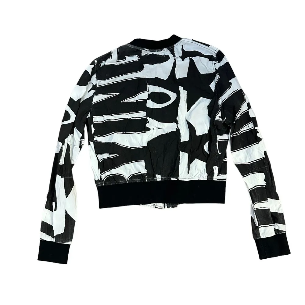 Religion Abstract Print Black & White Bomber Jacket - Image 2