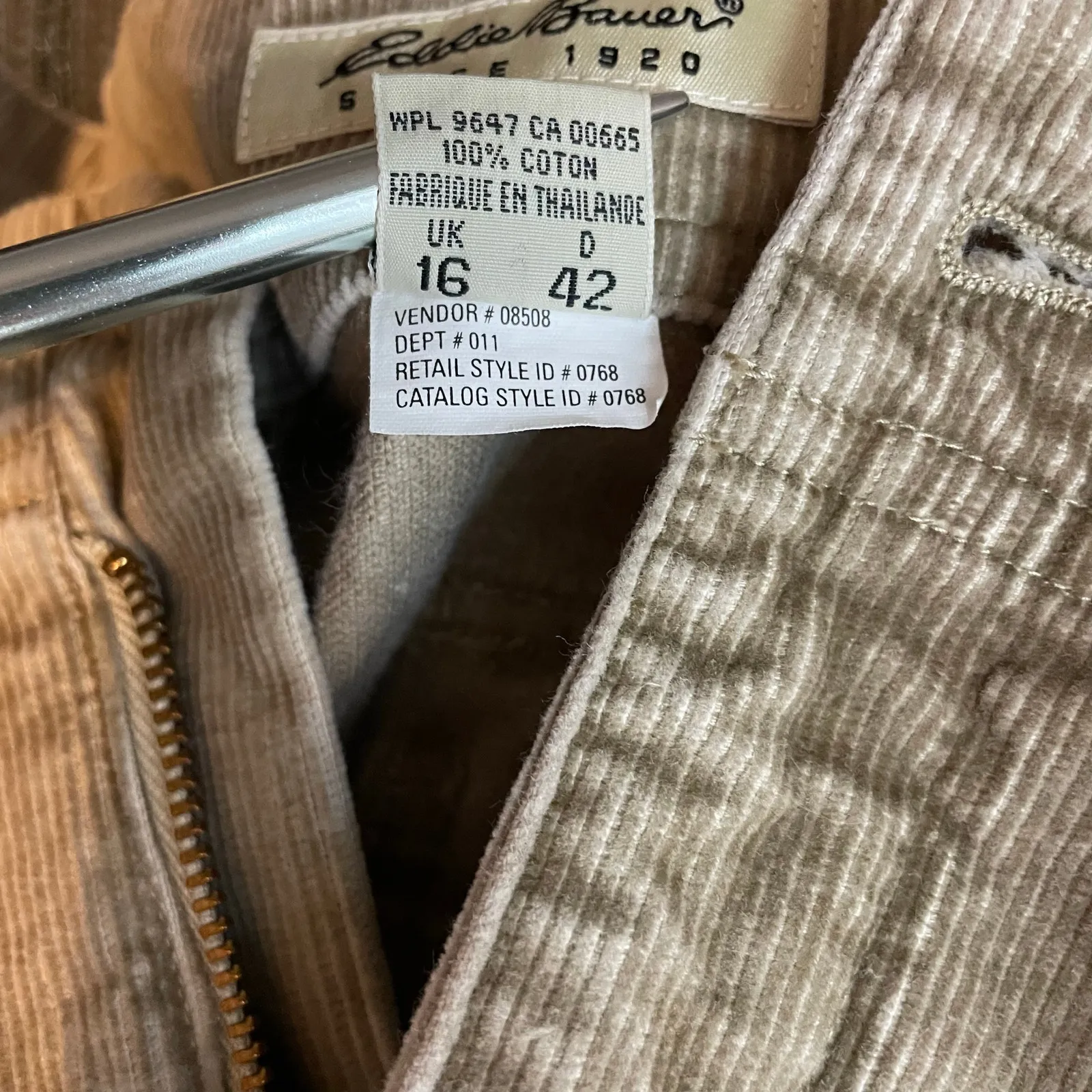 Vintage 90s Y2K Eddie Bauer long maxi Corduroy Cord Utility Skirt Tan womens 12 - Image 10