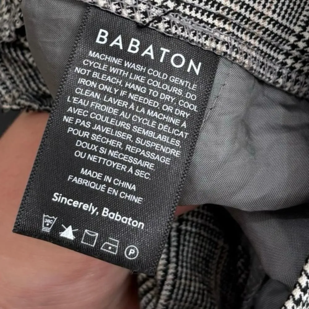 Aritzia Babaton Black White Brown Plaid Canon Pant Size 6 - Image 4