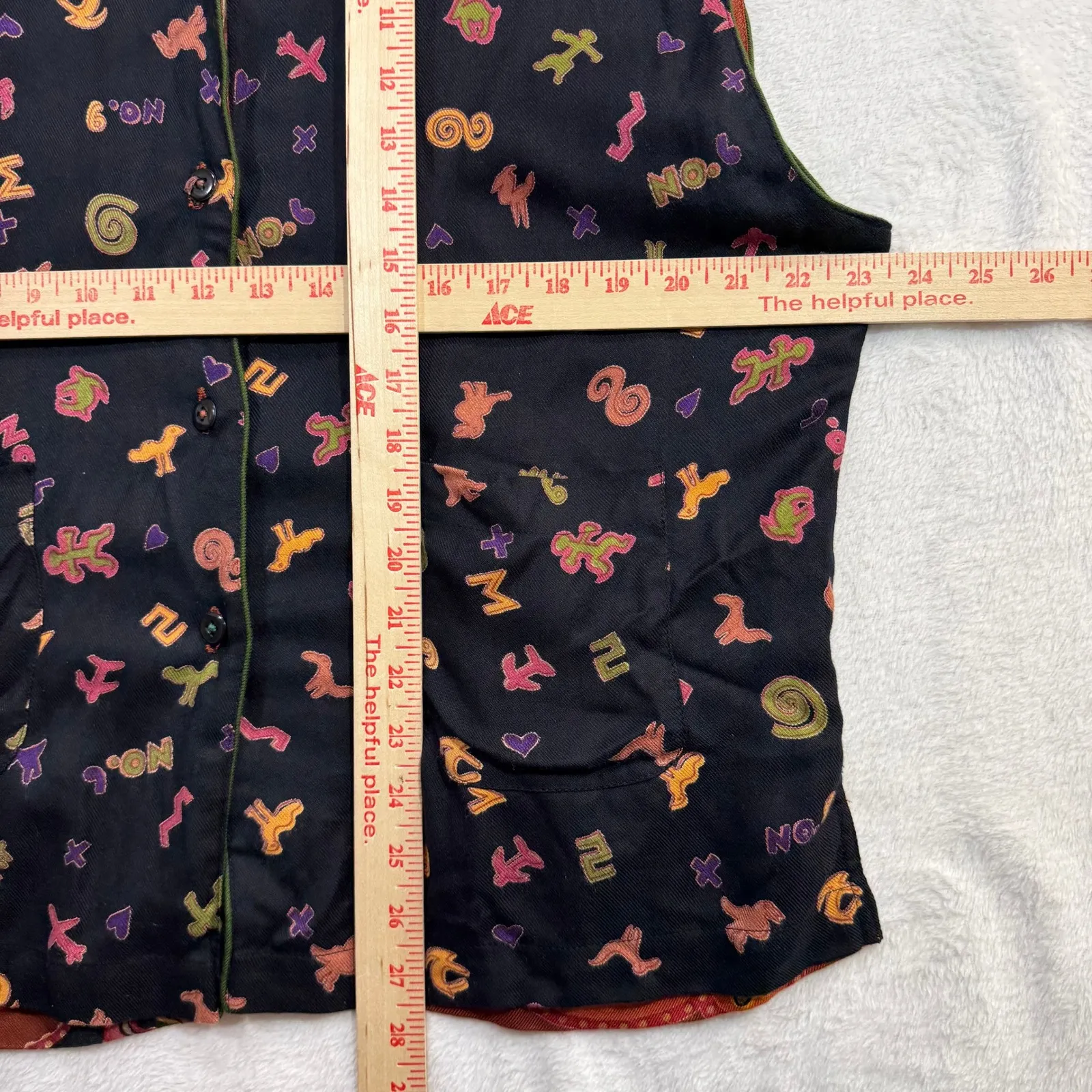 Handmade L Reversible Vest Abstract Earthy Cotton Artisan Folk Unisex Maximalist Black Size L - Image 9