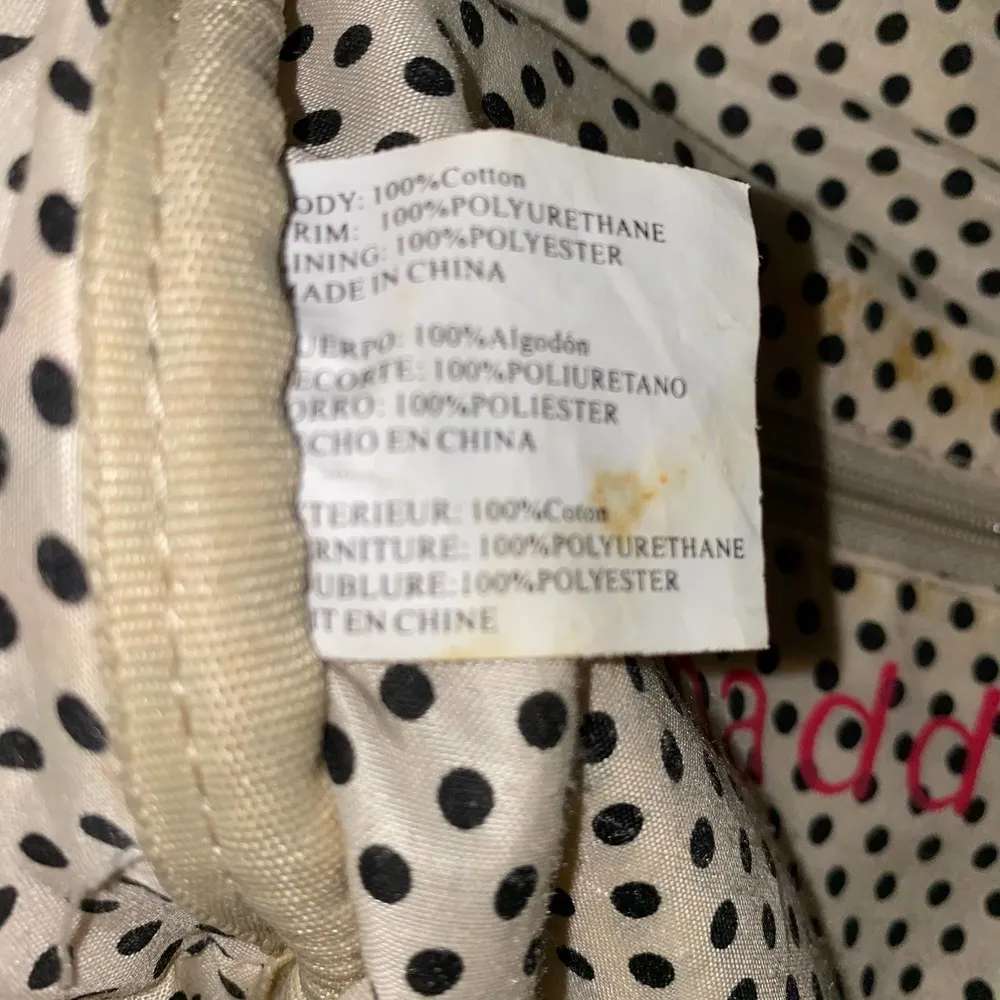 Boho Indie Striped Tribal Print Backpack Pink vegan leather trim - Image 4