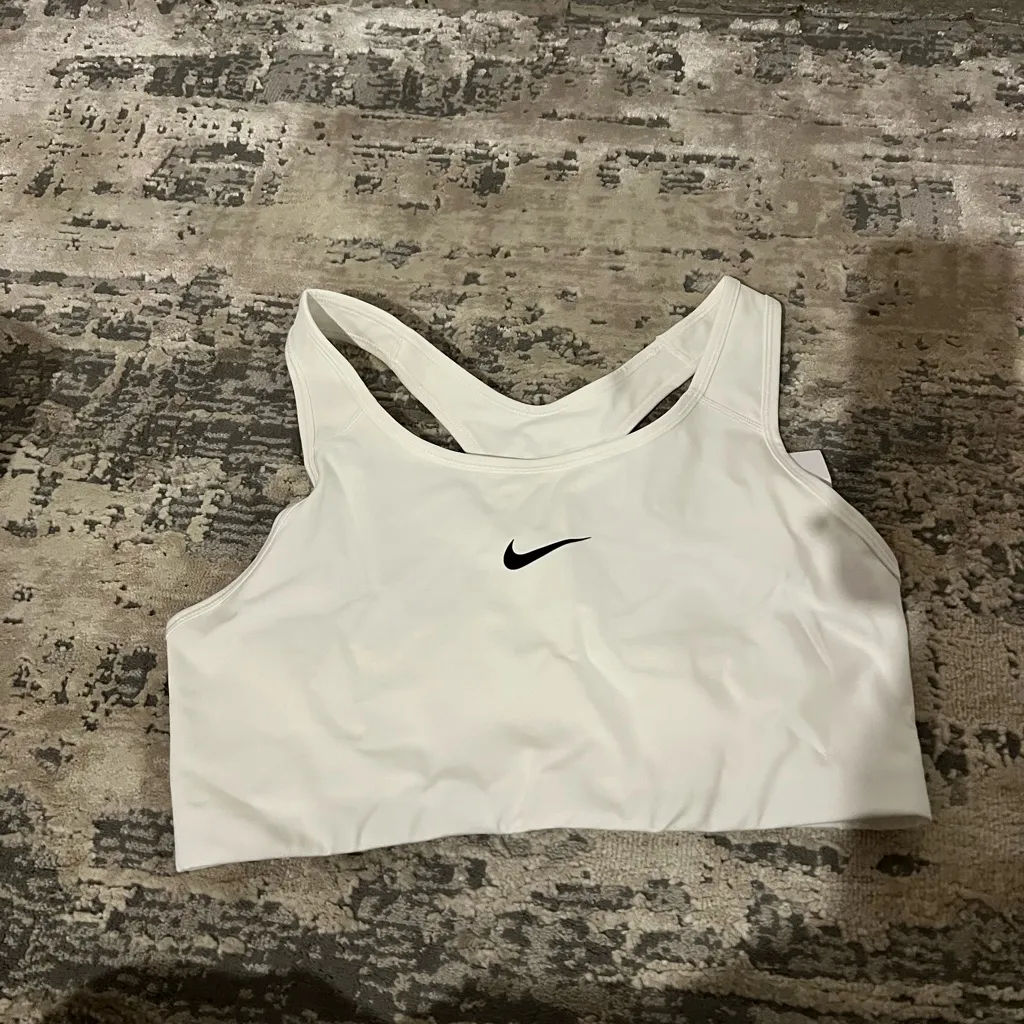 NWT Nike White Medium Support Non Padded Swoosh 2.0 Sports Bra Size XL - Image 2