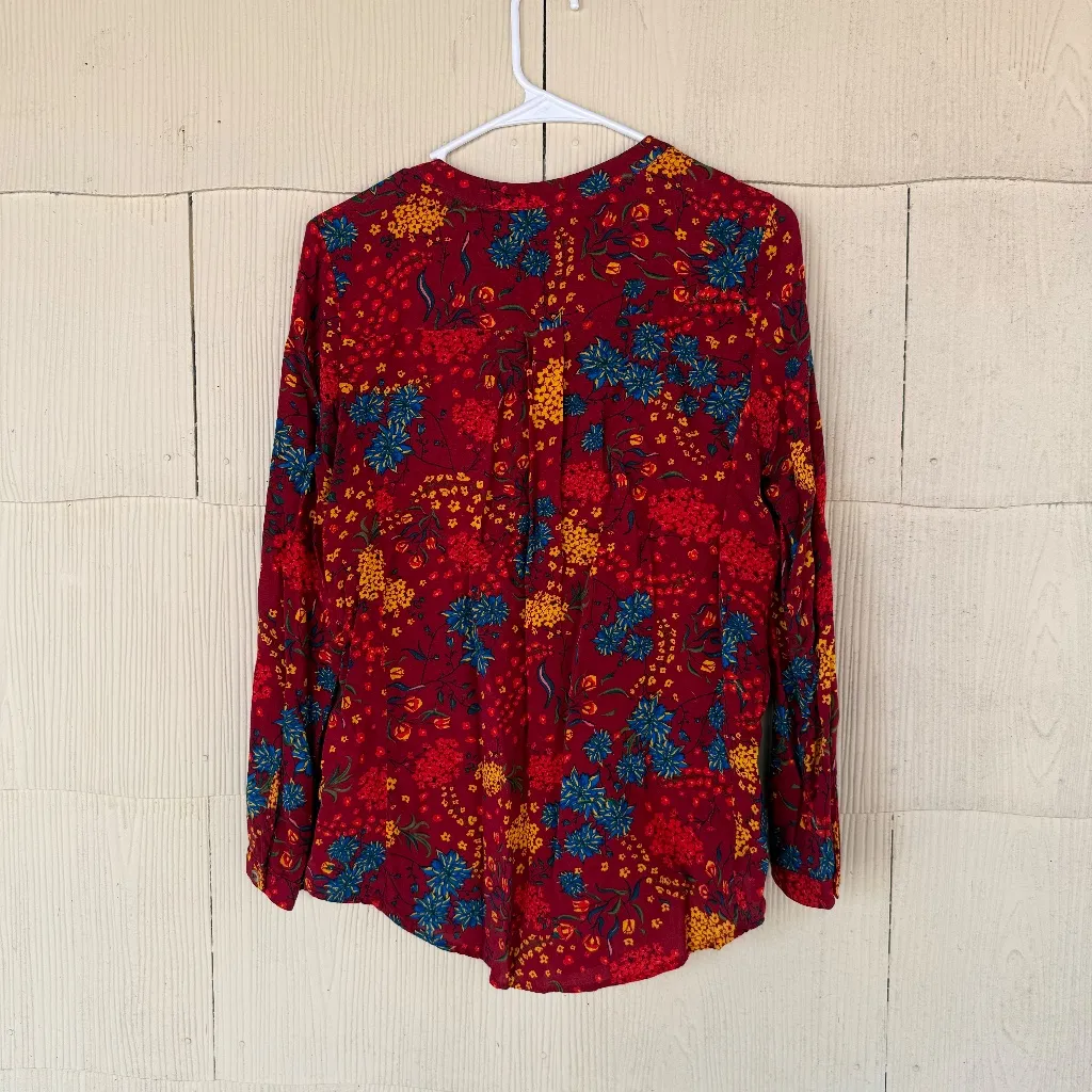 Anthropologie Maeve Printed Pintucked Blouse - Image 4