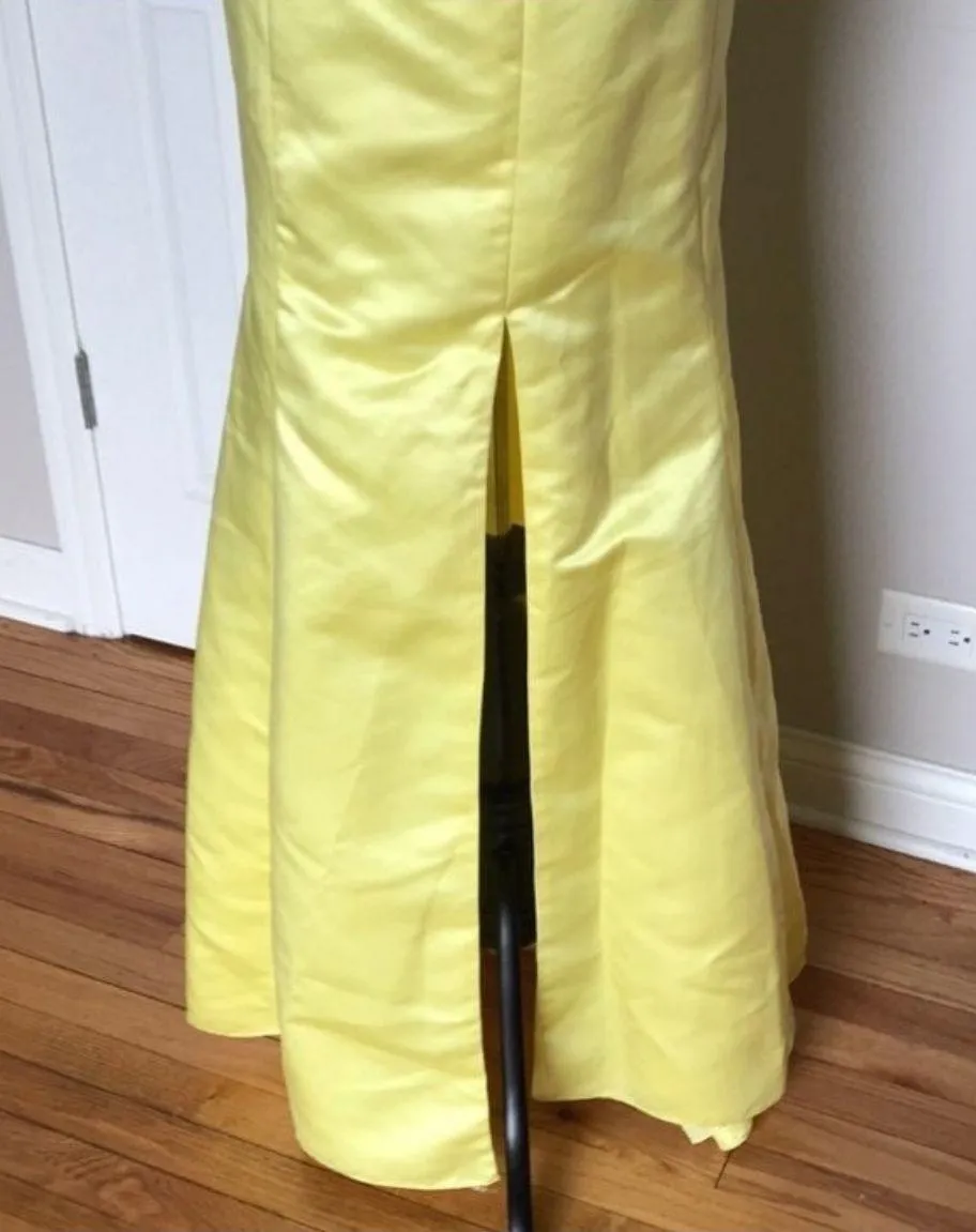 Fire & Ice Vintage y2k colorful Coquette Embellish Bead Halter Prom Evening Formal Wedding Gala High Low Mermaid Fish Yellow - Image 3