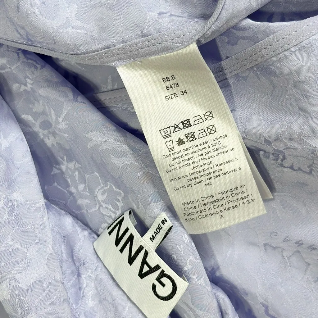 GANNI Jacquard Satin Wrap Midi Dress, Lilac Cosmic Sky, FR34/US2 - Image 12