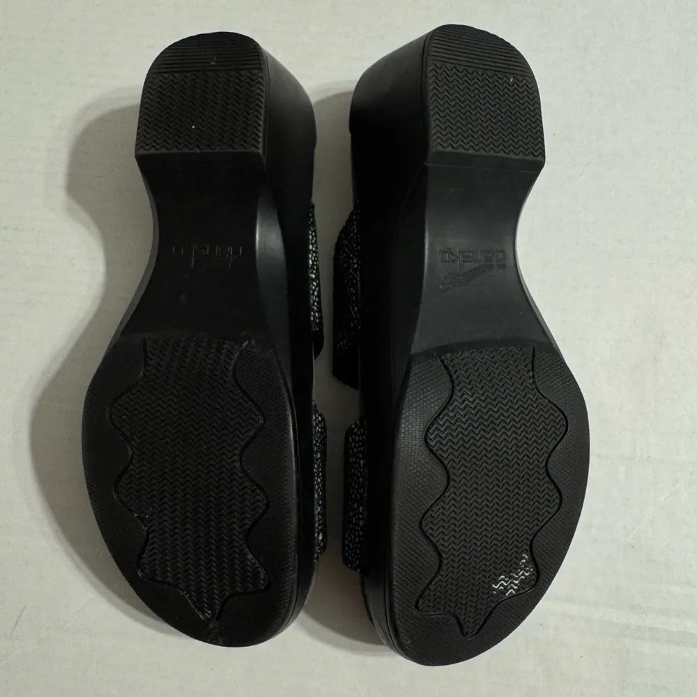 Dansko Sophie Black Metallic Leather Strappy Sandal Womens 42 Classic Heeled - Image 5