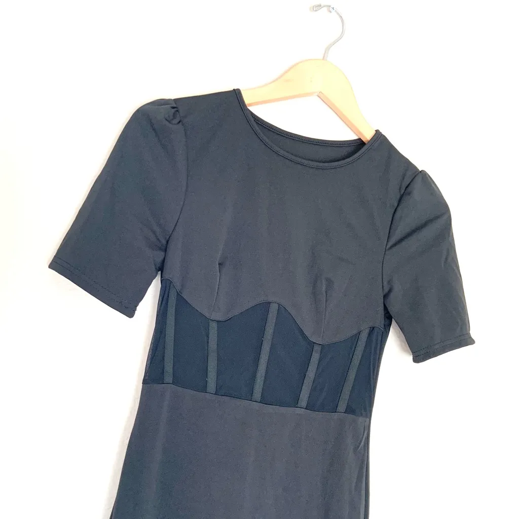 Yandy Elegant Black Mesh Panel Dress - Image 6