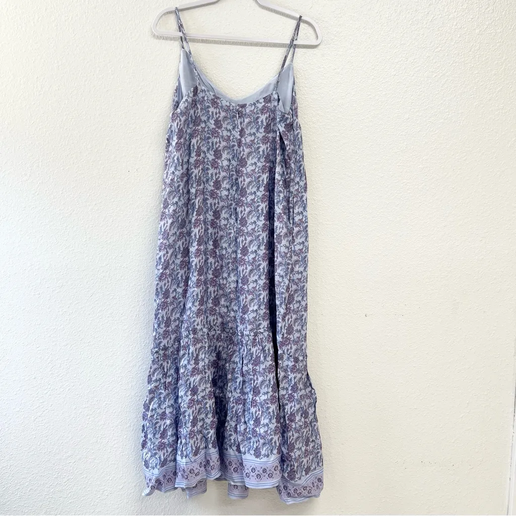 J. Crew Tiered tie waist dress dusty periwinkle block print Purple Size Medium - Image 13