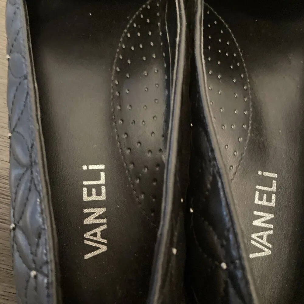 Vaneli Quilted Skimmer Flats 7.5 Slim Black Beaded - Image 5