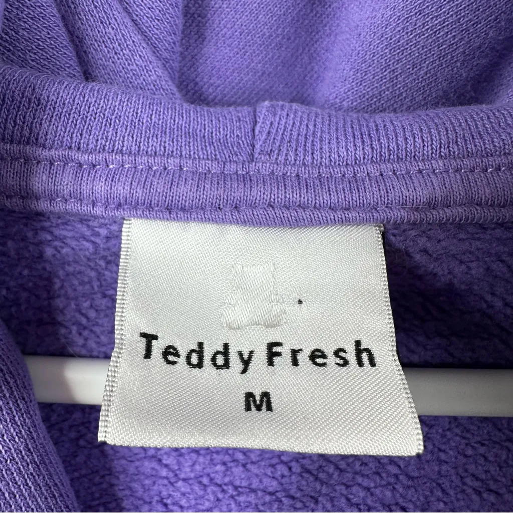 Teddy Fresh Bad Day Hoodie Womens M Light Purple Embroidered Graphic Sweatshirt - Image 6
