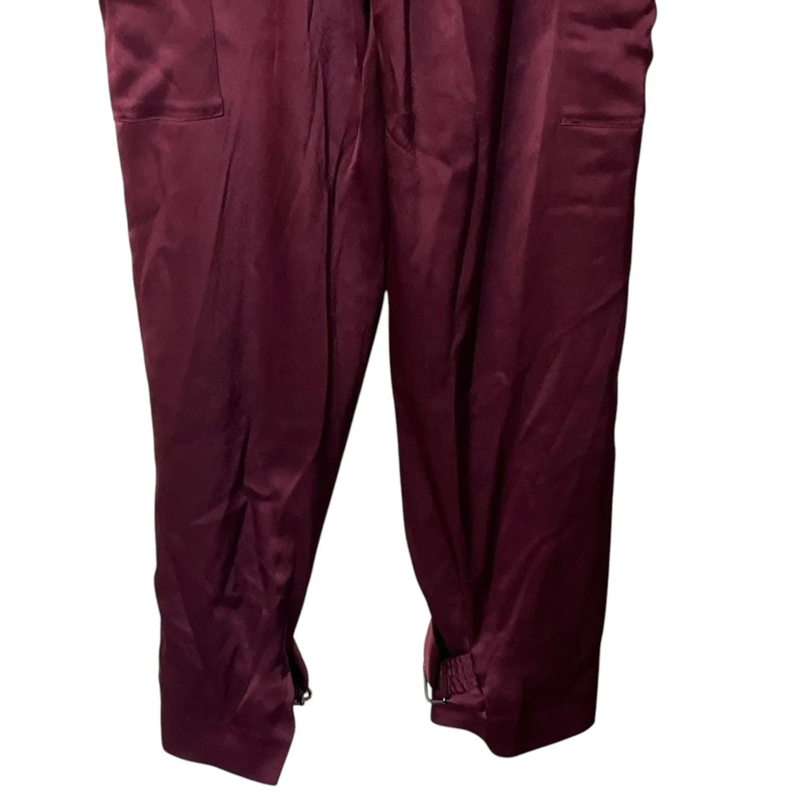 Babaton Satin Cargo Pants Women’s Size 00 Burgundy Utility Trousers Y2K - Image 7