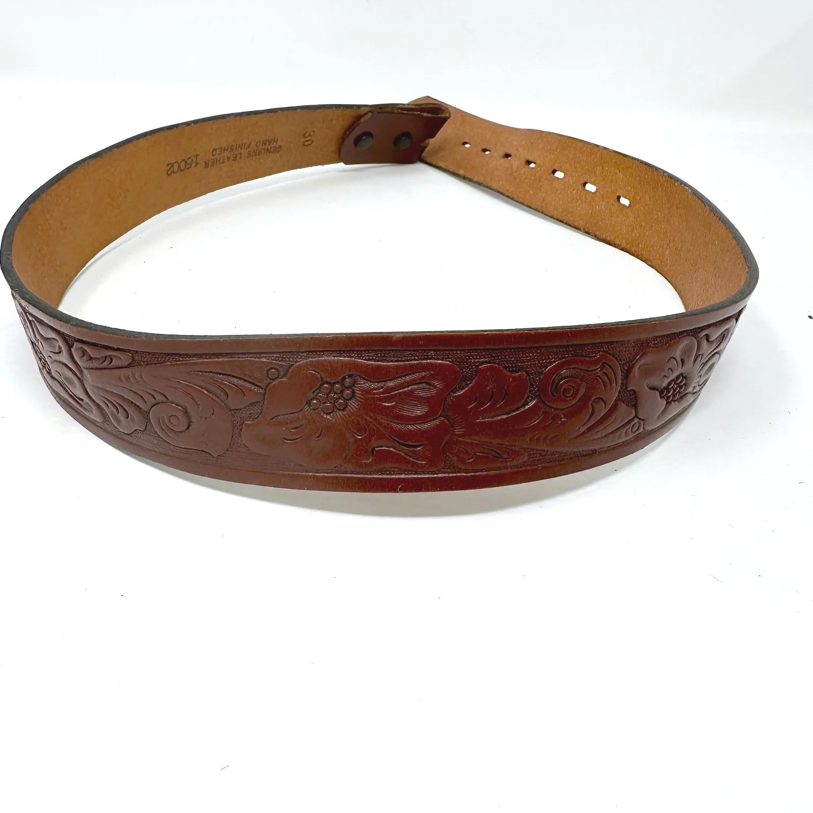 Unbranded Hand Tooled 1.5" Leather Belt Size‎ 30 Brown - Image 2