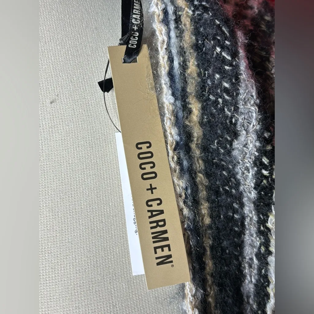 Coco + Carmen Multicolor Striped Sweater Poncho - Image 3