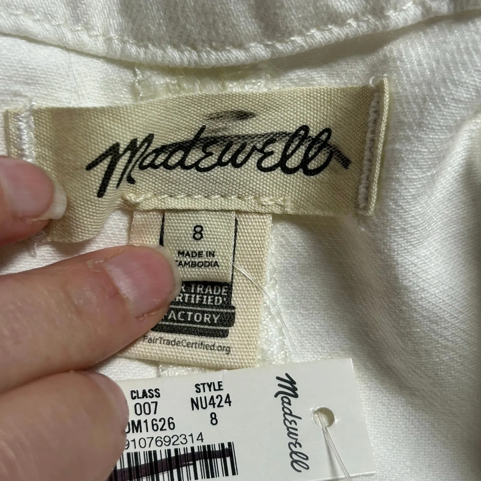 Madewell Women's Denim High Crewneck Button Front Jean Vest White 8 New - Image 8