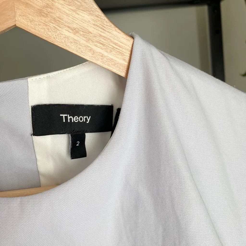 Theory Layered Shift Dress in Hydrangea Twist Twill - Image 7