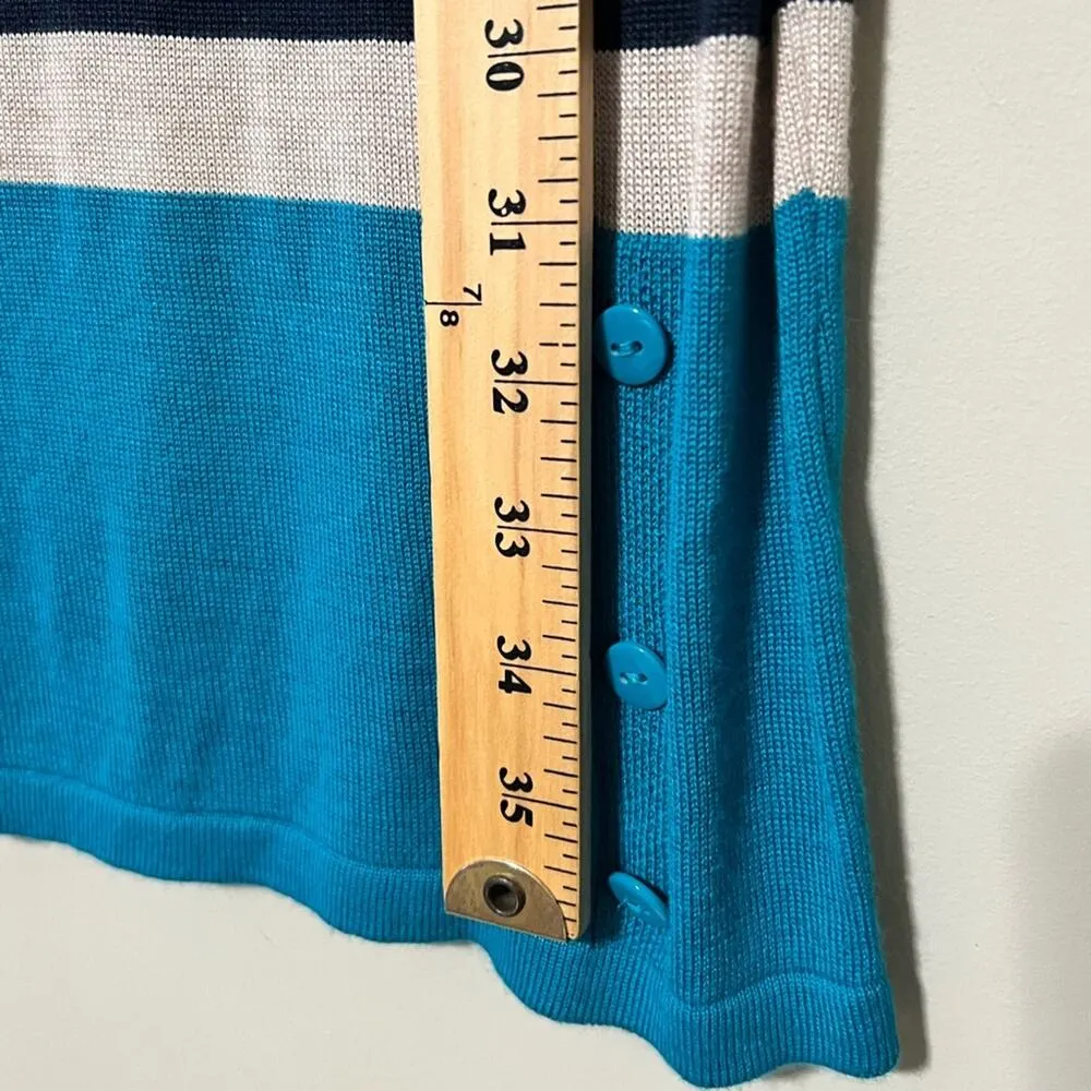 Moral Fiber junior size large pullover dress tan blue striped 3/4 sleeves nwt - Image 4