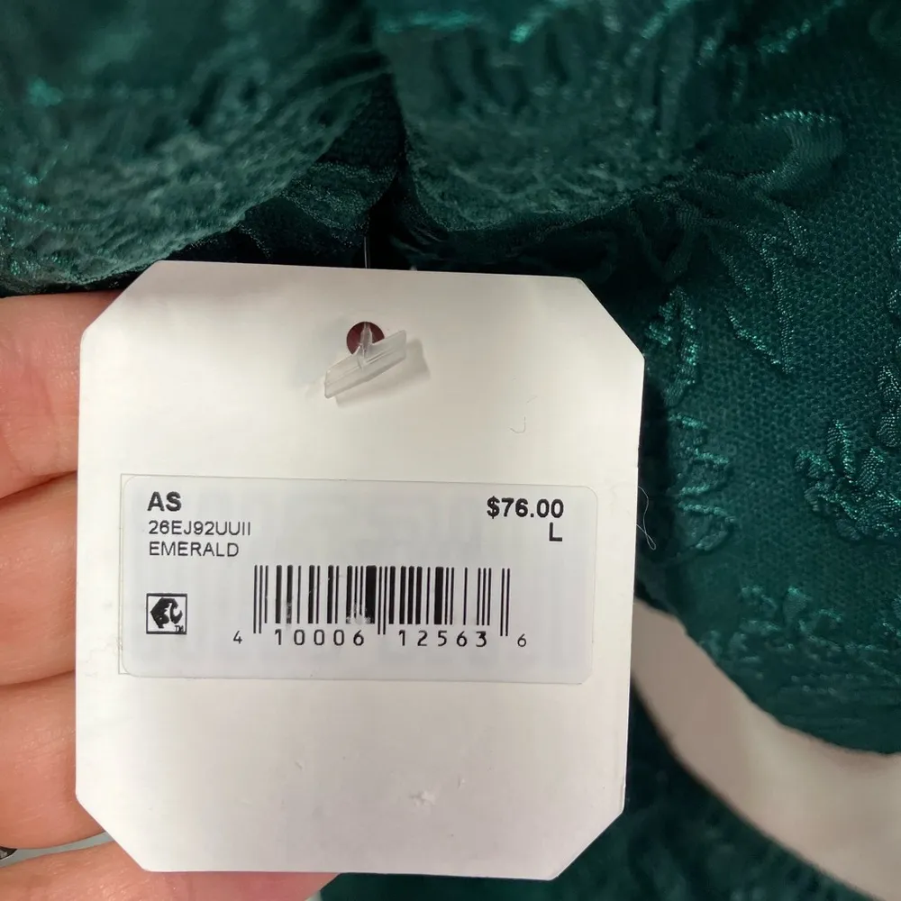 Altar’d State Cecelia Mini Milkmaid Dress Bow Jacquard Puff Sleeve Green Large - Image 5