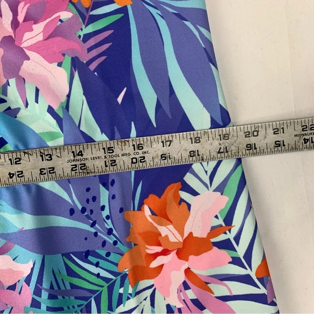 Boston Proper women's medium Mini Dress blue pink zip Tropical Print - Image 11