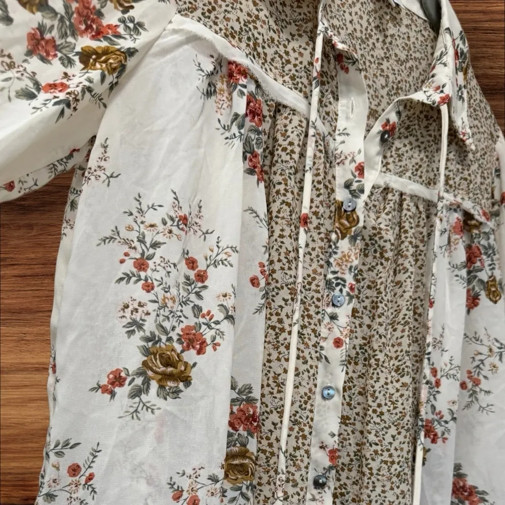 She + Sky Patchwork Button-Up Floral Blouse - Image 4