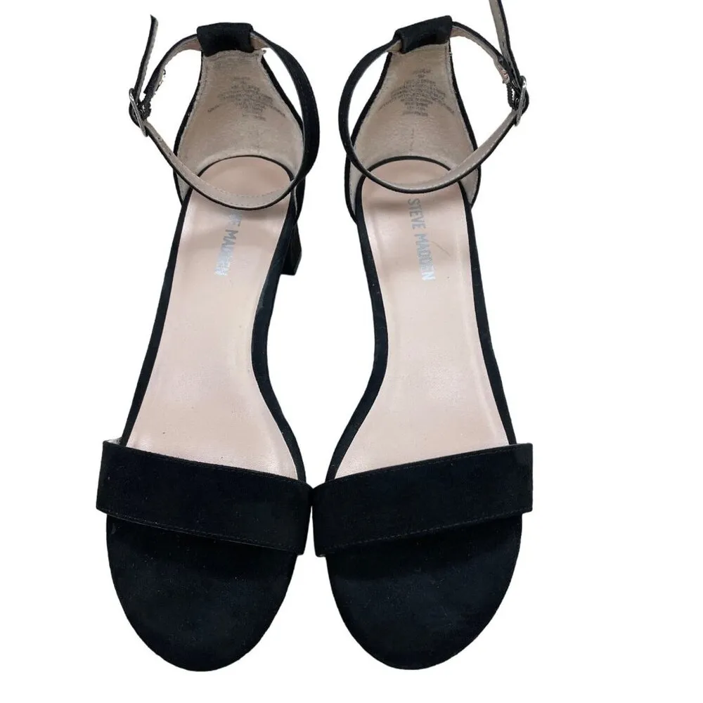 Steve Madden Women's Black Suede Sandals with Ankle Straps Size 6-SKU 1641 - Image 2