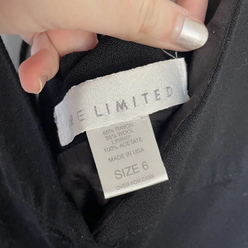 The Limited Vintage Black Suspender Dress Silver Button Accents Size 6 Wool Rayo - Image 5