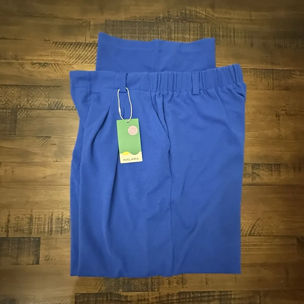 Halara Women's Flex High Waisted Side Pocket Wide Leg Waffle Blue Work Pants XL - Image 7