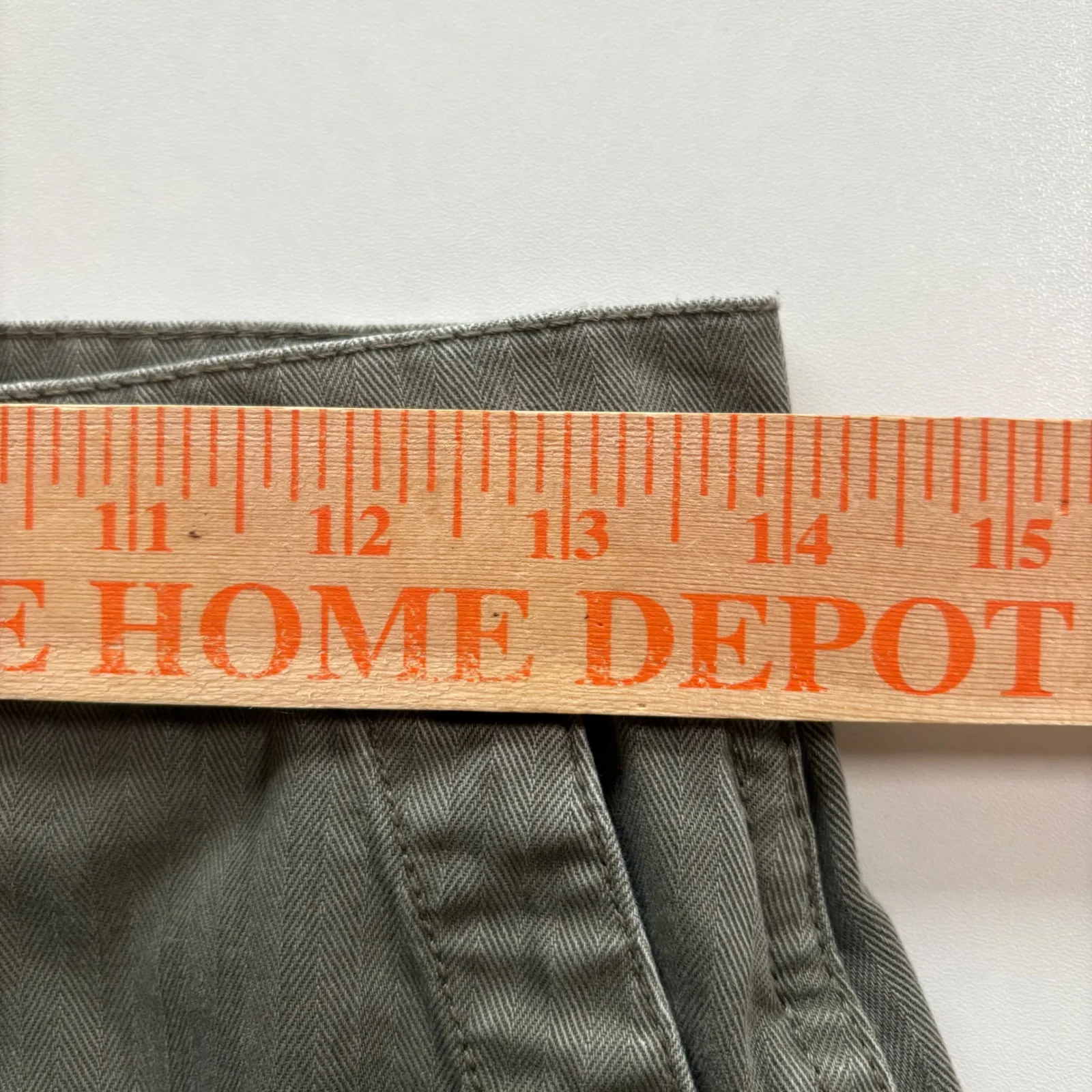 Madewell High Rise Utility Pants Green Herringbone Cotton Blend Women's Size 26‎ - Image 6