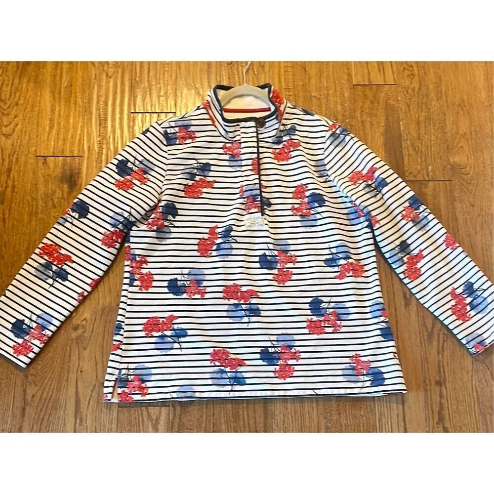 Joules striped floral quarter button pullover sweater 14 Red - Image 10