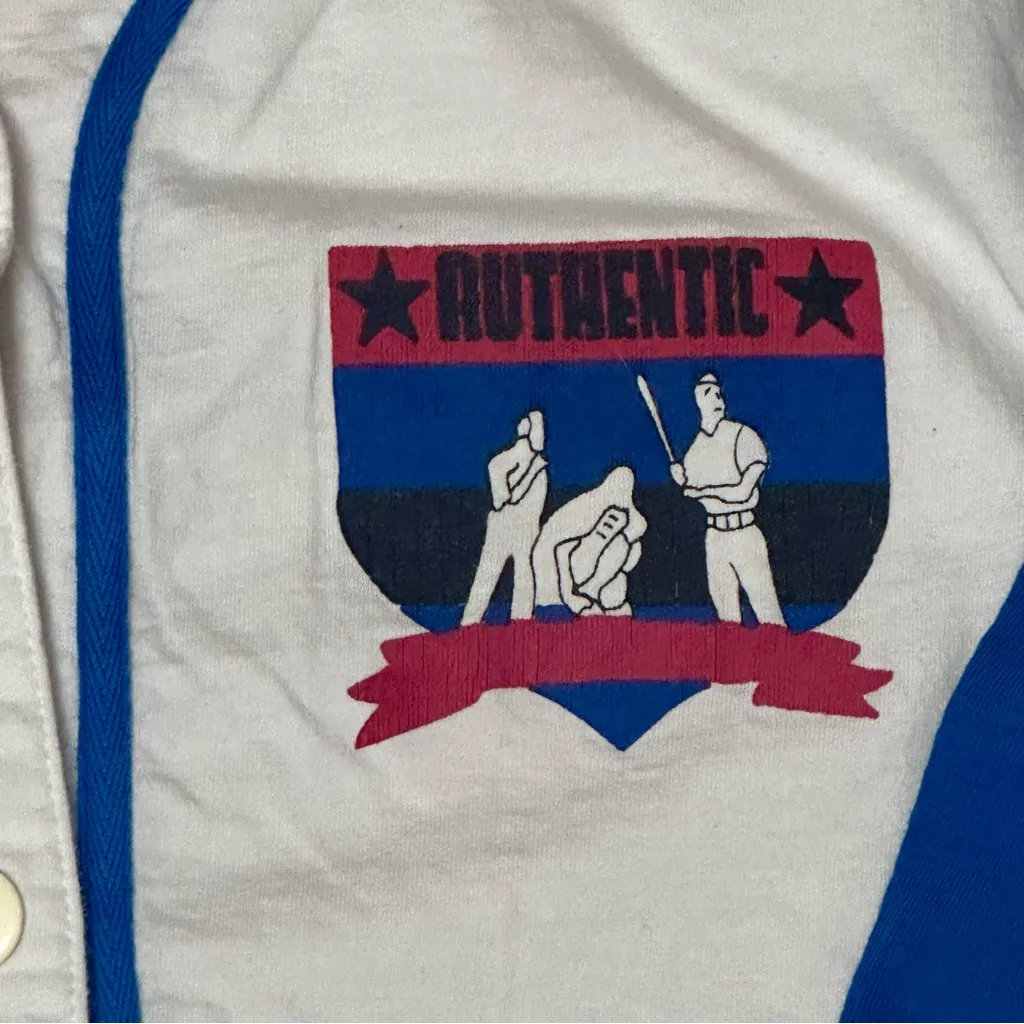 Blue White Knit Button Up Women's Cardigan True Vintage 80s 90s Sporty Graphic Size M - Image 2