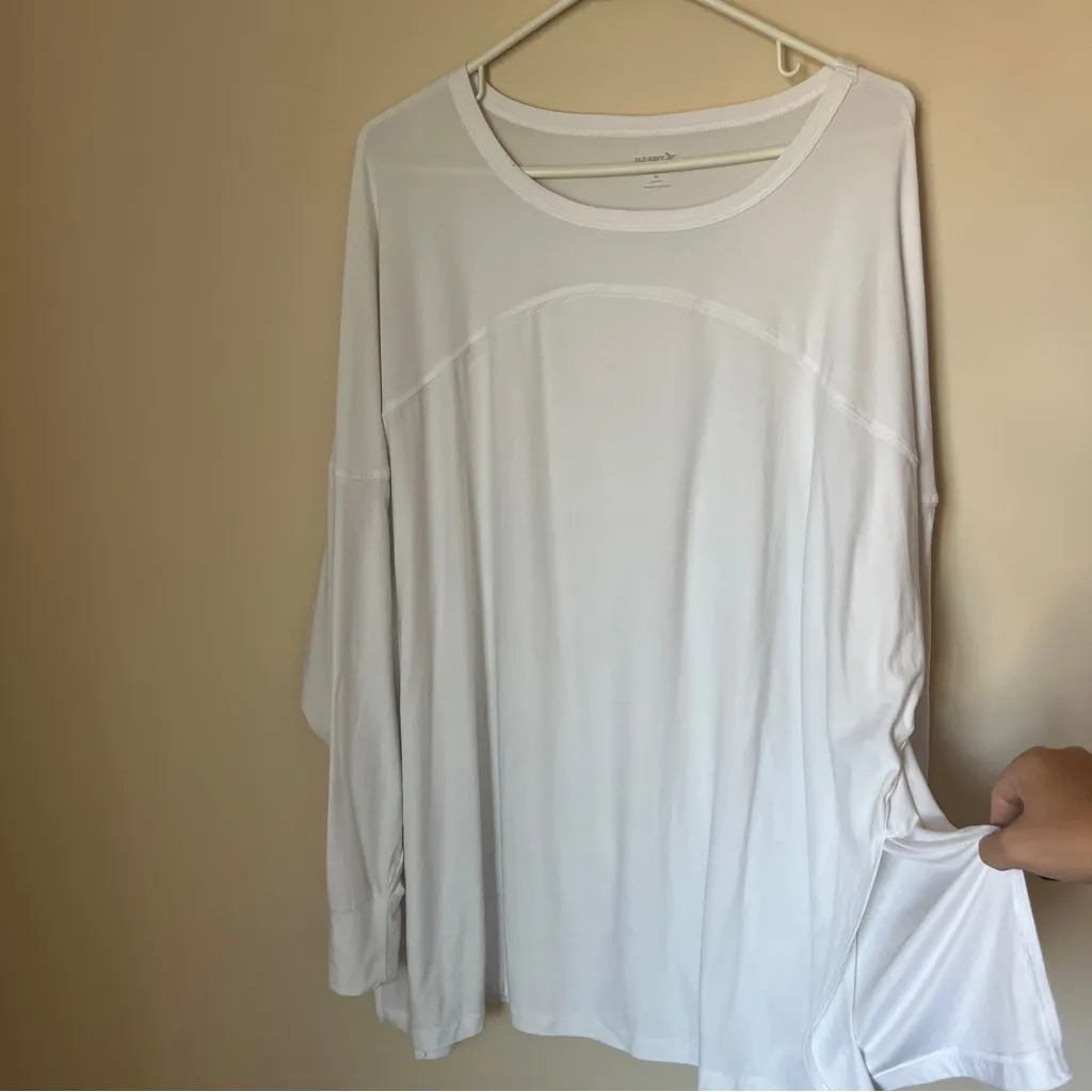 Old Navy Active Womens XL White CloudMotion Go-dry Long Sleeve Tunic Side Slit - Image 3