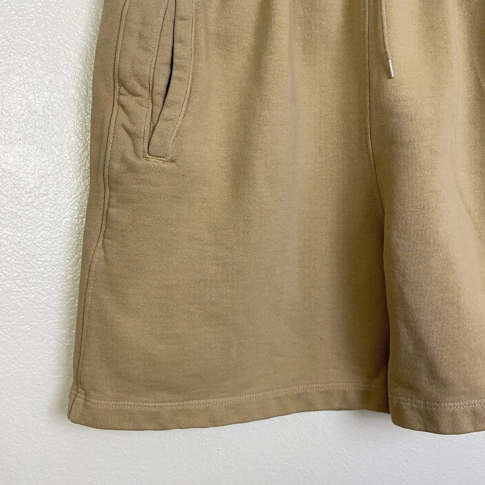 Agolde Boxing Fleece Shorts Womens Medium Tan Fleece Pull On Athleisure Lounge - Image 4