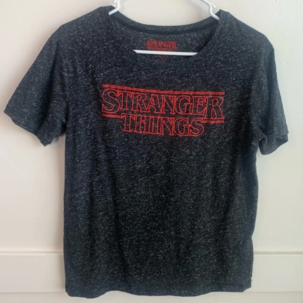 Stranger Things Speckled Charcoal Graphic Short Sleeve Shirt - Image 2