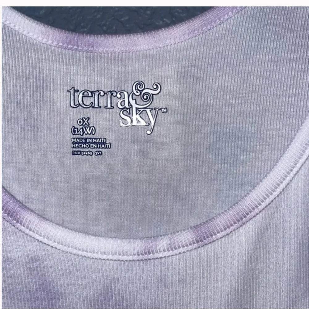 Nwt Terra & Sky Tank Top Womens 0X 14 Light Purple Blue White Ribbed Knit shirt - Image 8