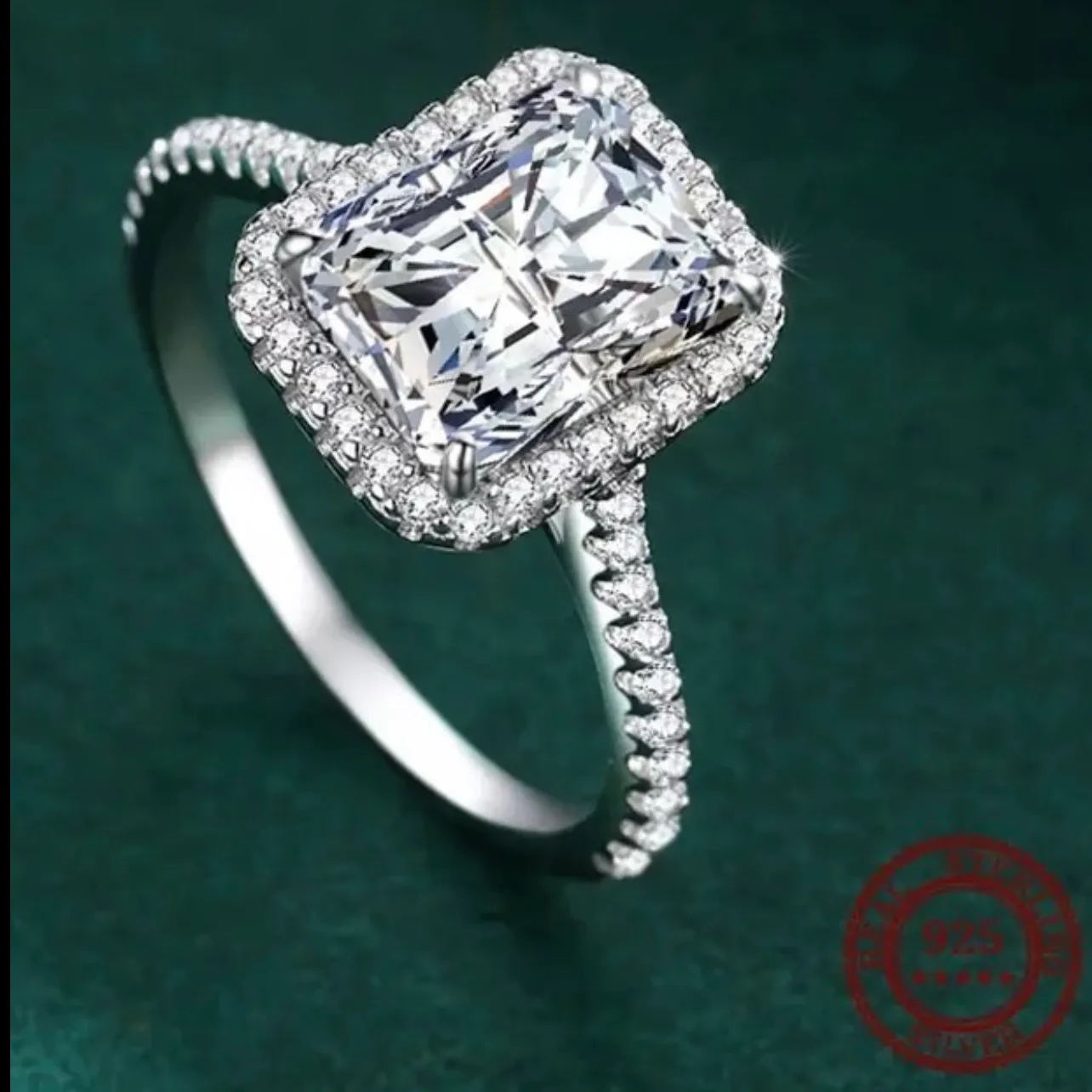 SIZE 7 925  Emerald Cut Classic Luxury Rectangle 3CT AAAAA CZ Ring - Image 2